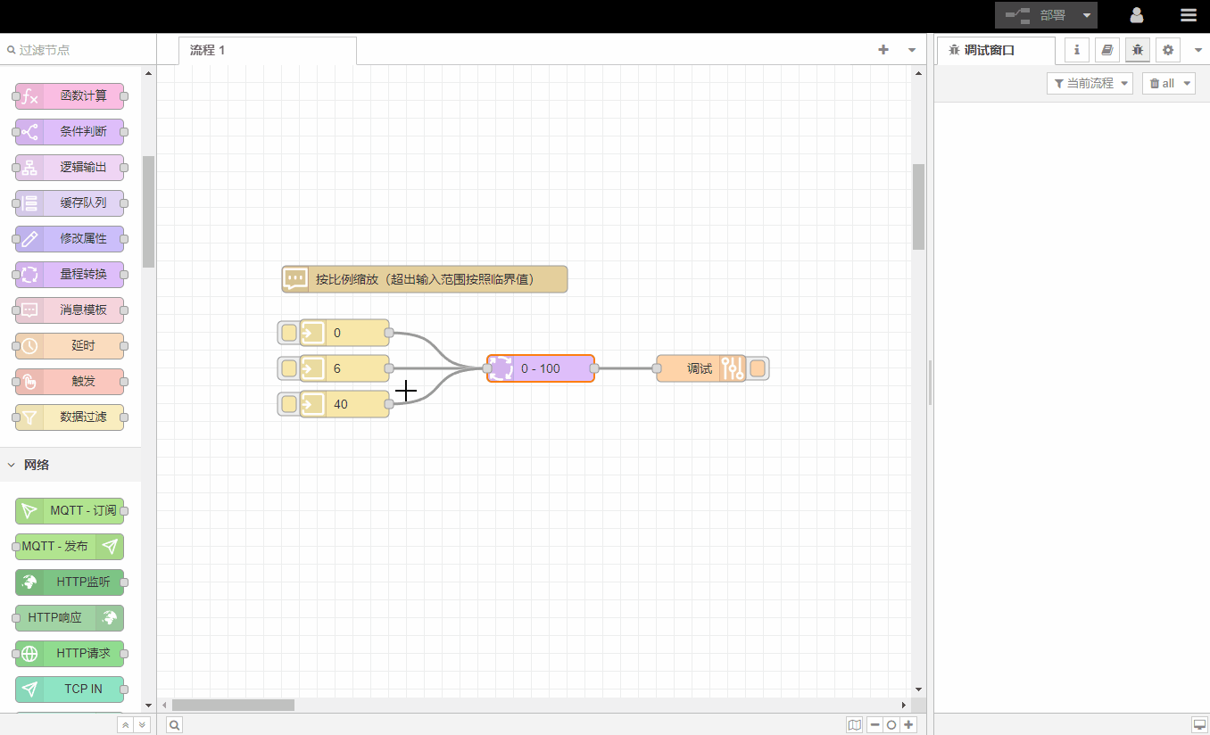 按比例并設(shè)定界限至目標(biāo)范圍，例如0-20映射為>0-100，如果輸入超過了20，輸出固定為100：