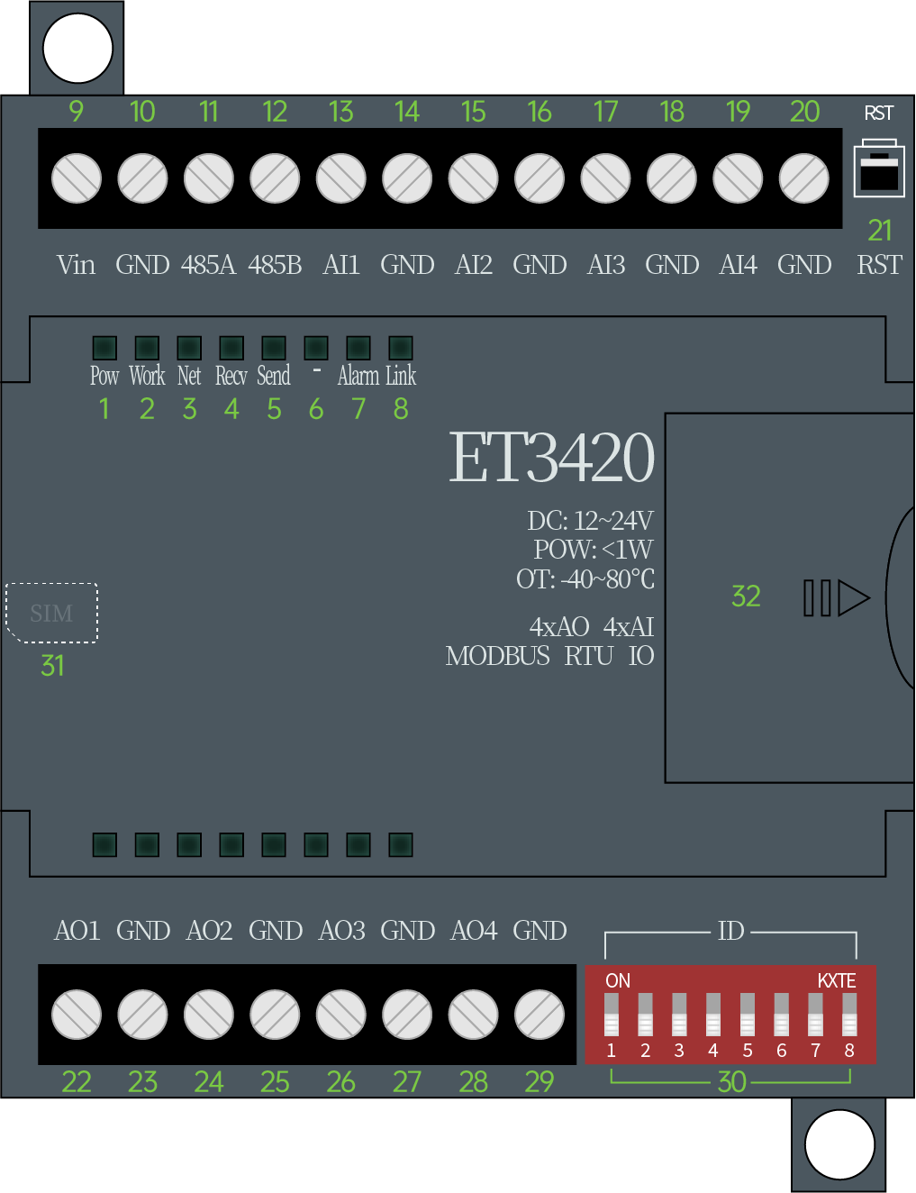 ET3410 IO控制擴展模塊功能特點接口說明