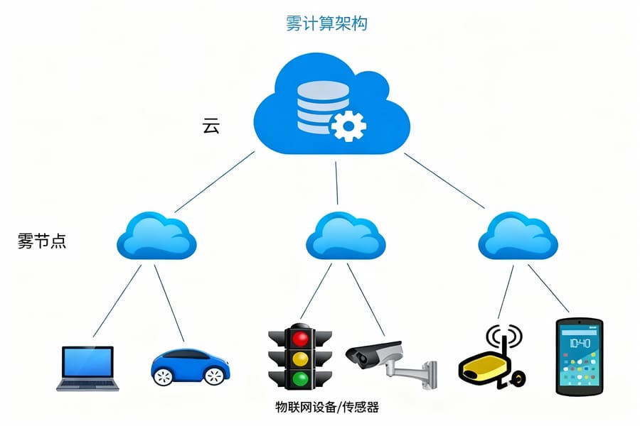 霧計(jì)算（Fog Computing）就像是“云慢慢沉到地面后形成霧層”。